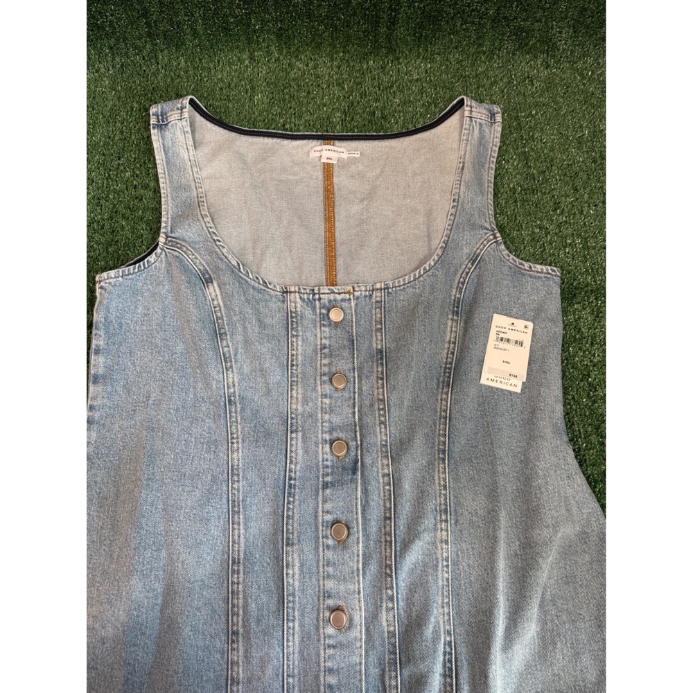 Good American Button Front Denim Midi Dress - Picture 3 of 6